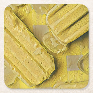 Yellow ice cream conpose vierkante kartonnen onderzetter