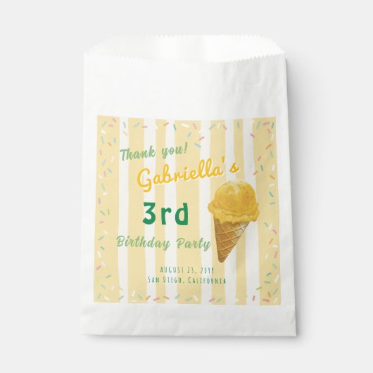 Yellow Ice Cream Sprinkle Summer Birthday Party Bedankzakje (Voorkant)