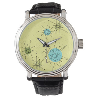 Yellow Iconic Atomic Starbursts Pattern Watch Horloge