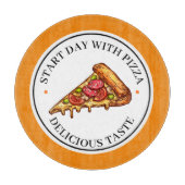 Yellow Illustration Circle Pizza Cutting Board Snijplank (Voorkant)