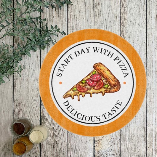 Yellow Illustration Circle Pizza Cutting Board Snijplank