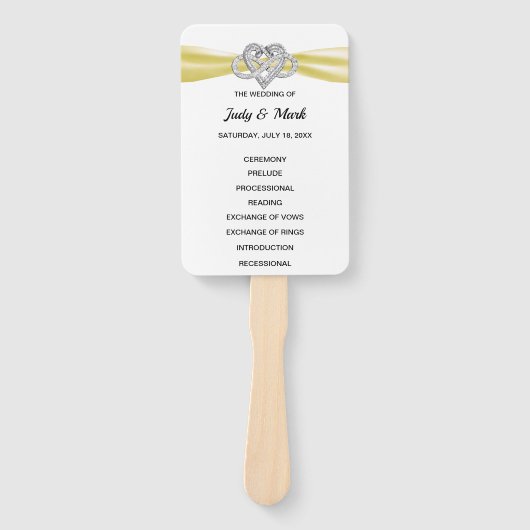 Yellow Infinity Heart Trouwprogramma Fans Handwaaier (Voorkant)