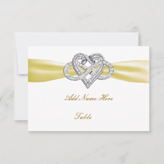 Yellow Infinity Heart Wedding Table Place card Kaart (Voorkant)