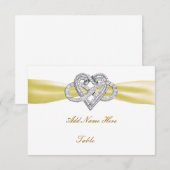 Yellow Infinity Heart Wedding Table Place card Kaart (Voorkant / Achterkant)