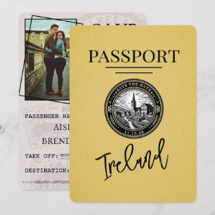 Yellow Ireland Passport Bewaar de datum Save The Date