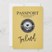 Yellow Ireland Passport Wedding Invitation Kaart (Achterkant)