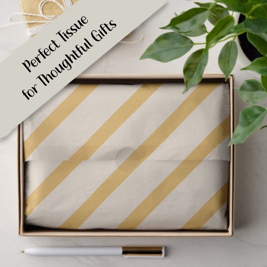 Yellow Ivory Cream Beige Stripes Tissuepapier