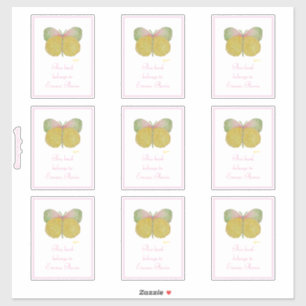 Yellow June Butterfly Bookplaat Sticker