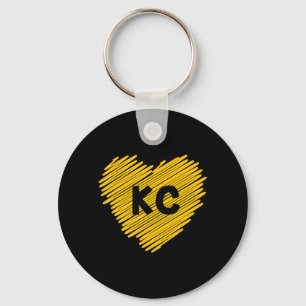 Yellow Kansas City Heart Lover Football KC Mannen Sleutelhanger