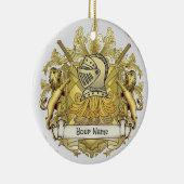 Yellow Knight Family Crest Achternaam Keramisch Ornament (Rechts)
