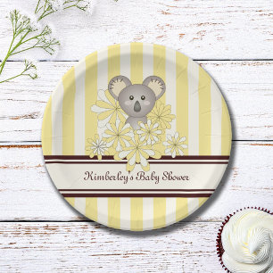 Yellow Koala Verjaardag / Genderneutraal Baby show Papieren Bordje