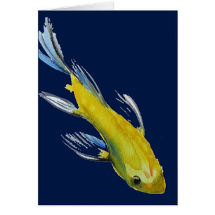 Yellow koi Japonais carp watercolour art fish