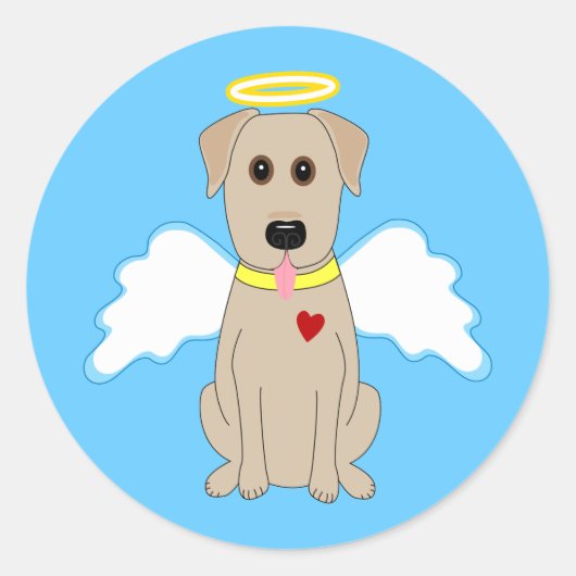 Yellow Lab Angel Dog Ronde Sticker (Voorkant)