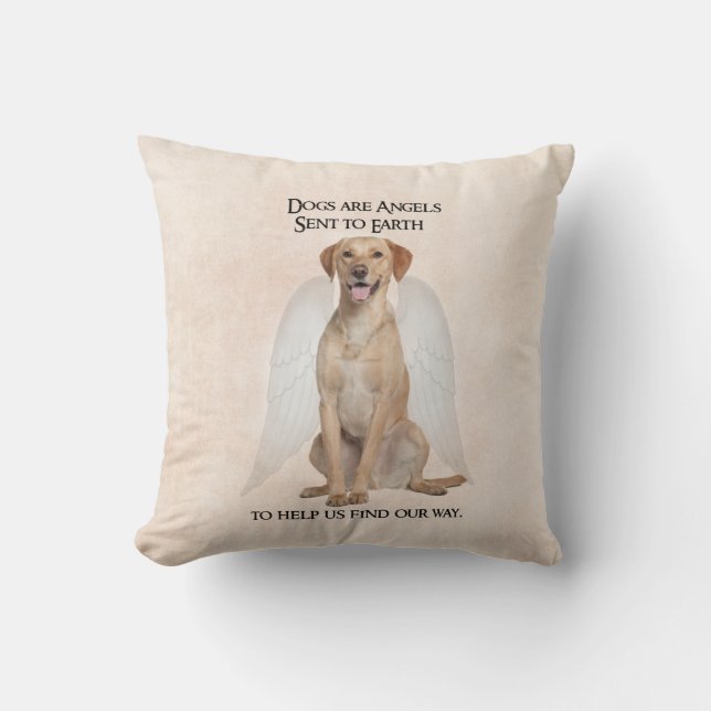 Yellow Lab Angel Pillow Kussen (Voorkant)