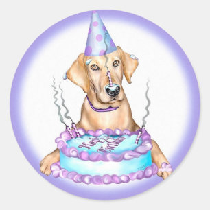 Yellow Lab Cake Face Birthday Ronde Sticker