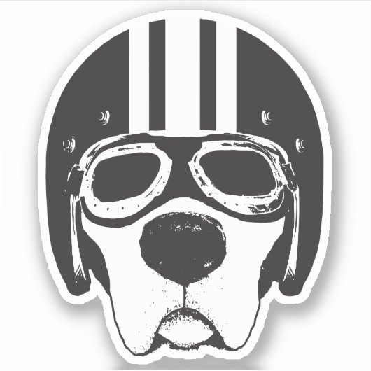 Yellow Lab Dog in Helm & Goggles Vinyl Sticker (Voorkant)