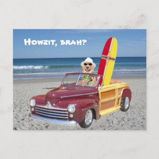 Yellow Lab Driving Woodie Briefkaart