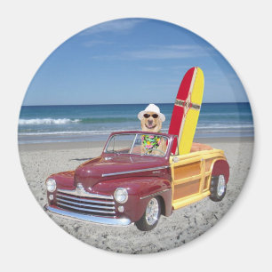 Yellow Lab Driving Woodie Magneet