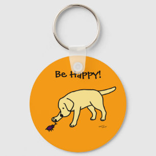 Yellow Lab Friendly Cartoon Labrador Sleutelhanger