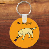 Yellow Lab Friendly Cartoon Labrador Sleutelhanger (Voorkant)