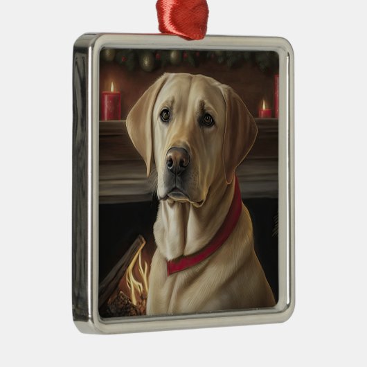 Yellow Lab Holiday Metalen Ornament (Rechts)