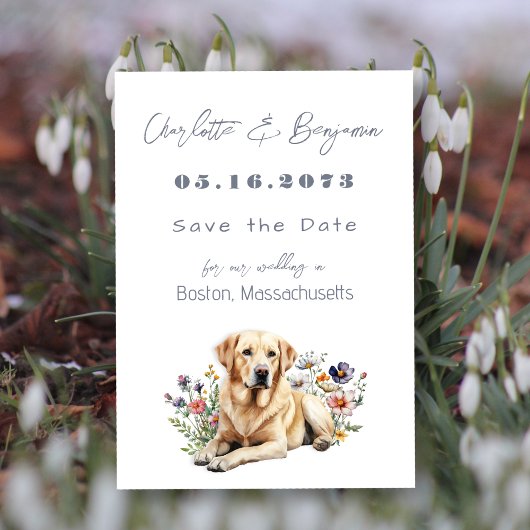 Yellow Lab Hond bruiloft Save the dates Date