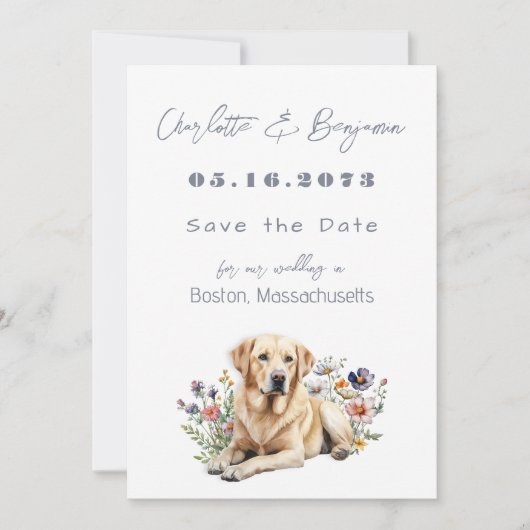Yellow Lab Hond bruiloft Save the dates Save The Date (Voorkant)