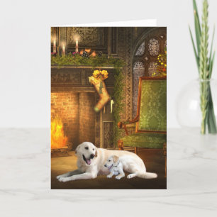 Yellow lab kerst feestdagen kaart