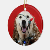 Yellow lab kerst keramisch ornament (Links)