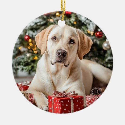 Yellow Lab kerst Keramisch Ornament (Voorkant)