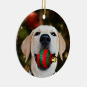 Yellow lab-kerstbal keramisch ornament (Rechts)