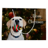 Yellow lab-kerstbal large cadeautasje (Achterkant)