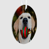 Yellow lab-kerstbal ornament (voorkant)