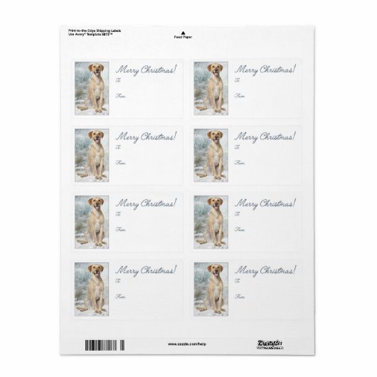 Yellow Lab kerstcadeaulabels Etiket (Full Sheet)