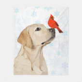 Yellow Lab Kersthond Labrador Fleece Deken (Voorkant)