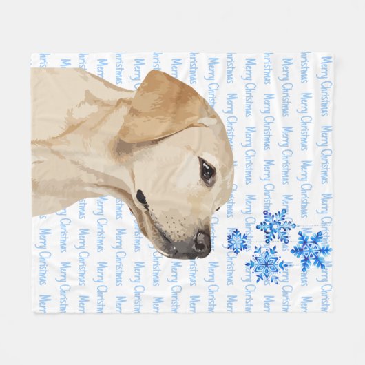 Yellow Lab Kersthond Labrador Fleece Deken (Voorkant (Horizontaal))