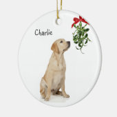 Yellow Lab Mistletoe kerstversiering Keramisch Ornament (Links)
