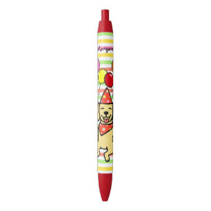 Yellow Lab Puppy Birthday Balloons Zwarte Inkt Pen