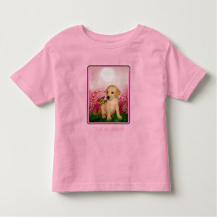 Yellow Lab Puppy Butterfly Lily Flowers Dog Art Kinder Shirts