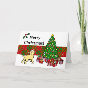 Yellow Lab Puppy en kerstboom Feestdagen Kaart