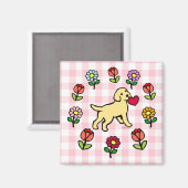Yellow Lab Puppy en Rood Hart Magneet (Voorkant / Achterkant)