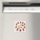Yellow Lab Puppy en Rood Hart Magneet (Insitu (Vaatwasser))
