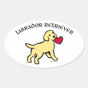 Yellow Lab Puppy en Rood Hart Ovale Sticker