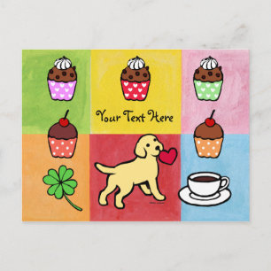 Yellow Lab Puppy Heart Cartoon Briefkaart