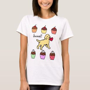 Yellow Lab Puppy Heart Cartoon T-shirt