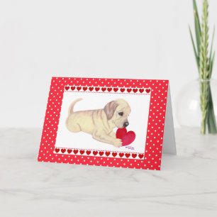 Yellow Lab Puppy Valentijnsdag card Feestdagen Kaart