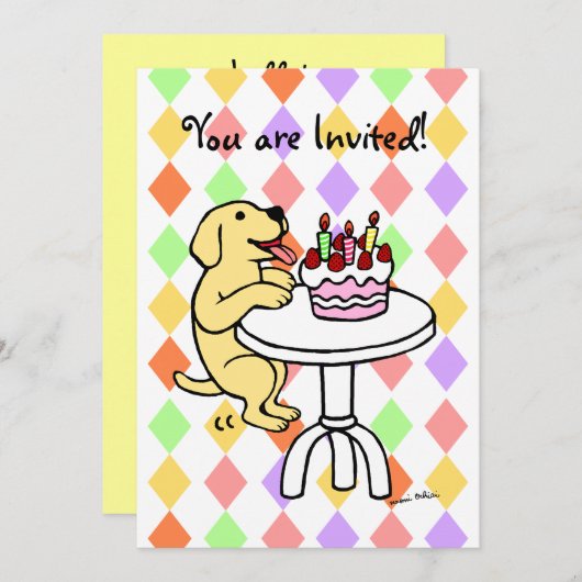 Yellow Lab Puppy Verjaardag Uitnodigingen (Voorkant / Achterkant)