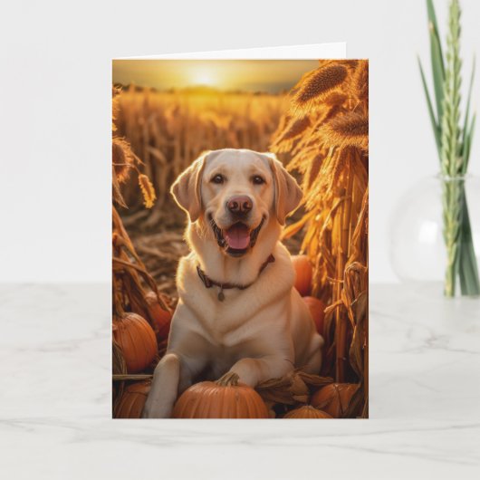 Yellow Lab-Thanksgiving Feestdagen Kaart (Voorkant)