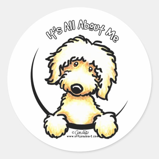 Yellow Labradoodle IAAM Ronde Sticker (Voorkant)