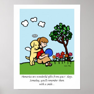 Yellow Labrador Angel met Love Cartoon Poster